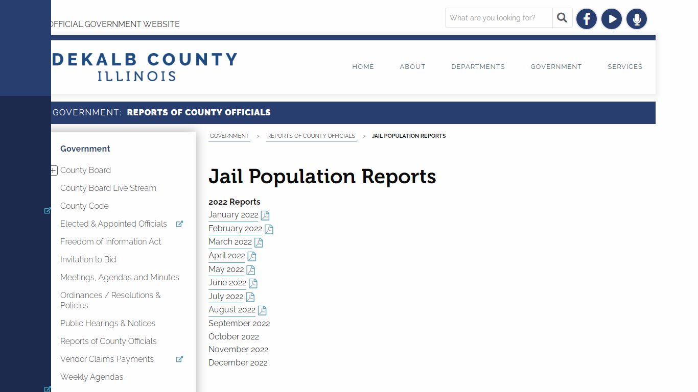 Jail Population Reports - DeKalb County, Illinois