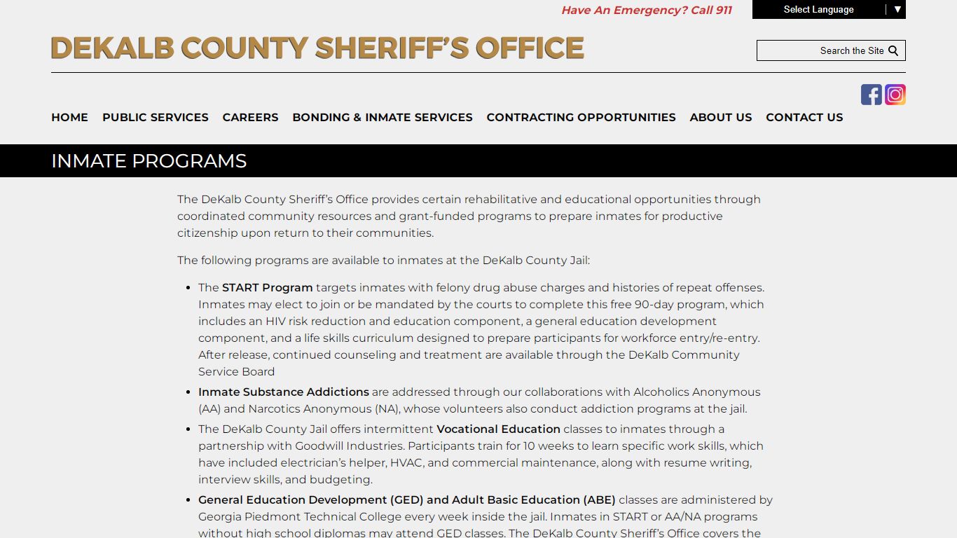 INMATE PROGRAMS - DeKalb County Sheriff's Office